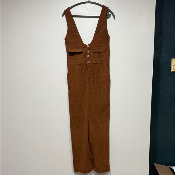 CIDER ***
Corduroy Scoop Neckline Solid Button Pocket Jumpsuit - Picture 8 of 11